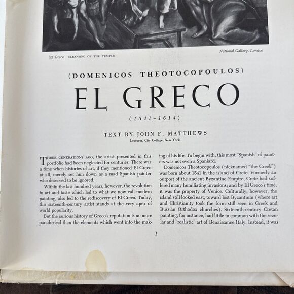 El Greco - 16 Beautiful Full Color Prints-An Abrams Art Book - 1952 -‎ Pre-owned - Picture 5 of 11
